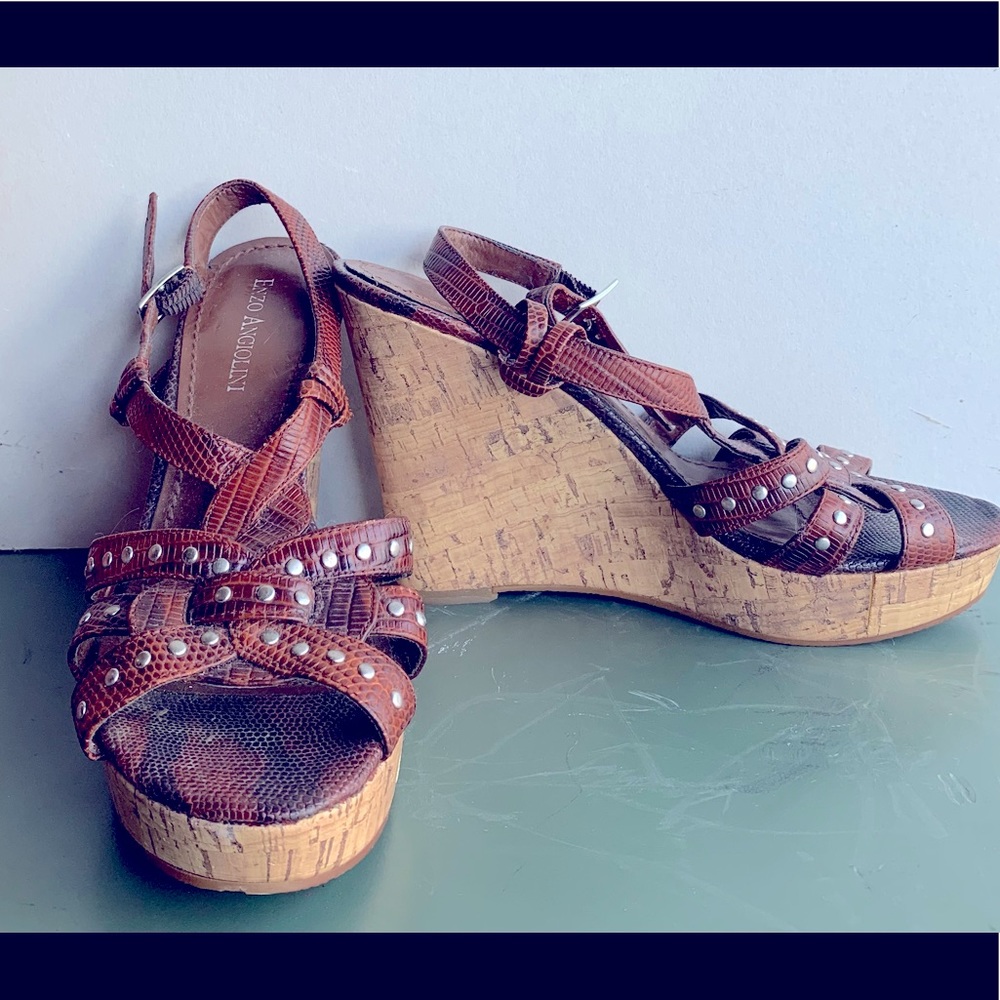 Wedge Open Toe with Silver Embellishments